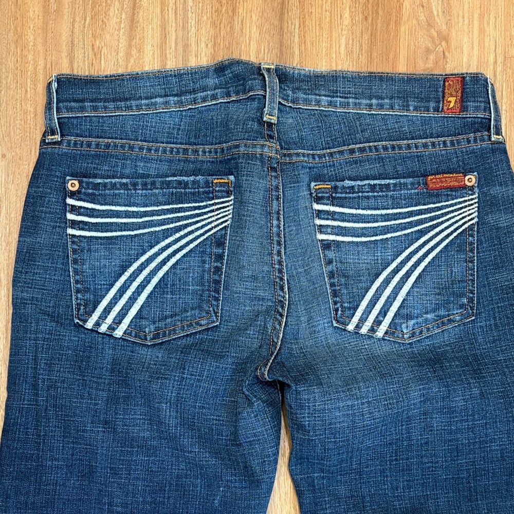7 For All Mankind Dojo White Stitch Jeans Size 29 Inseam 33" - Picture 2 of 9